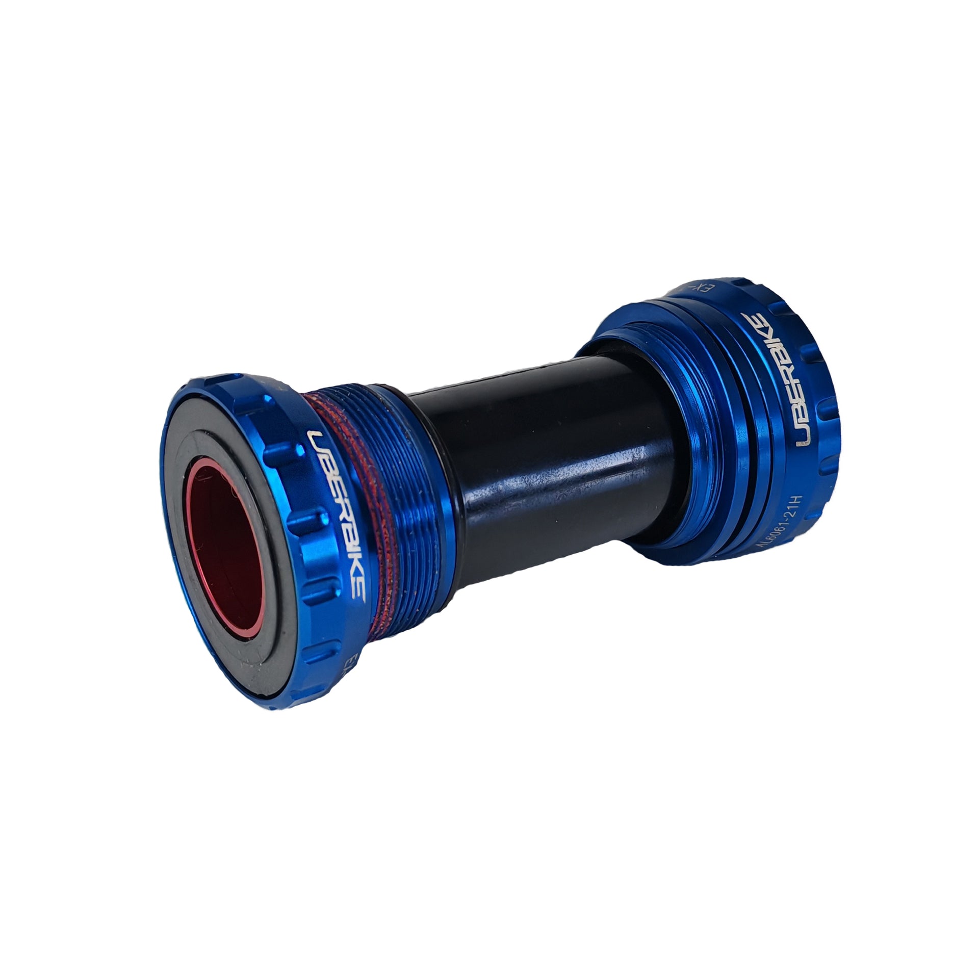 blue sram gxp steel bottom bracket with uberbike branding on a white background