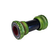green sram gxp steel bottom bracket with uberbike branding on a white background