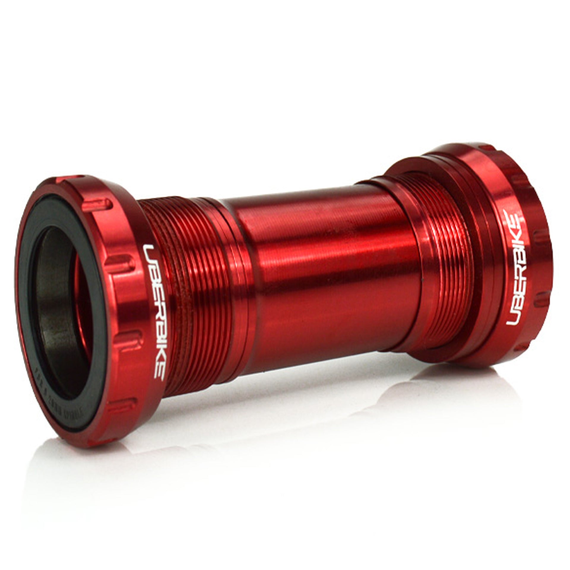 Red sram dub bottom bracket on a white background, with uberbike branding