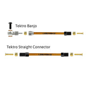 a diagram showing all the brake fittings for tektro kevlar braid hydraulic brake hose kits on a white background