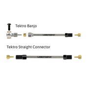 a diagram showing all the brake fittings for tektro stainless braid hydraulic brake hose kits on a white background