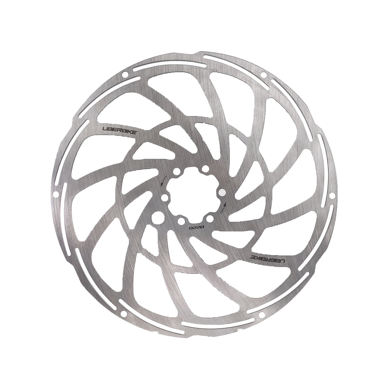 220mm disc brake rotor with Uberbike branding on a white background