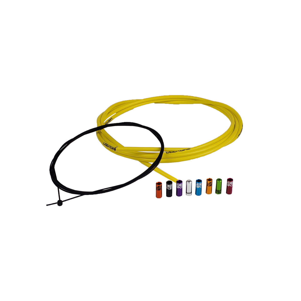 yellow gear cable kit with different coloured sealed ferrules on a white background